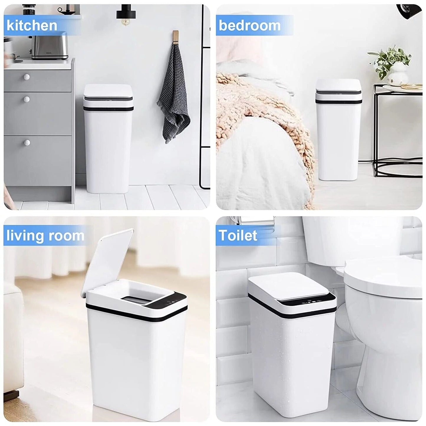 Touchless Bathroom Trash Can 2.5 Gallon Bathroom Smart Trash Can 