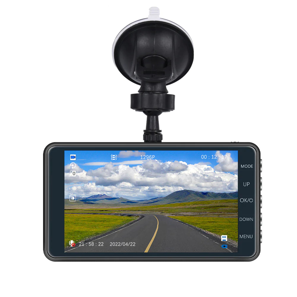 Touch Screen Dash Cam 4" 1080P Dual Lens Car DVR Recorder Front And Rear Camera