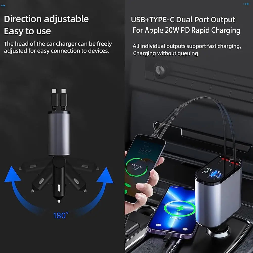 4-In-1 Retractable Car Charger