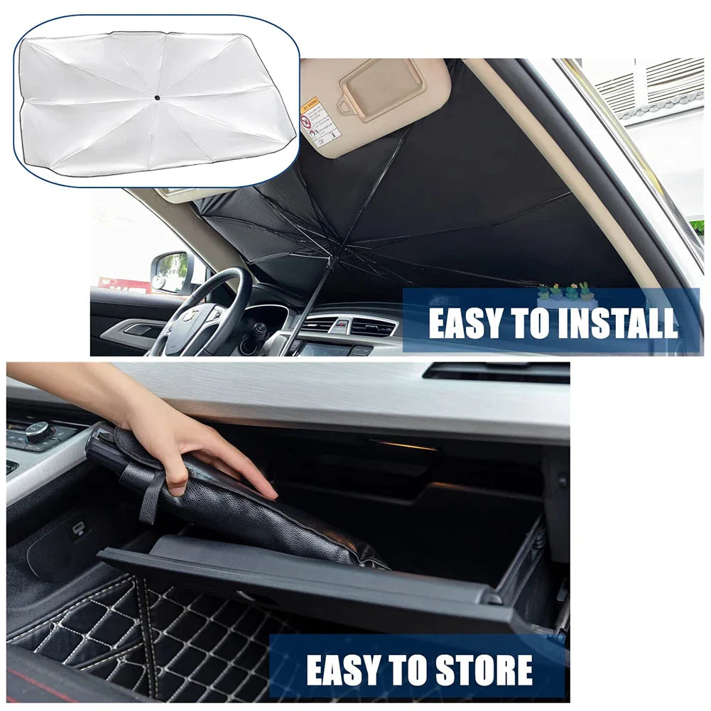 51" Car Windshield Sun Shade Foldable Umbrella Front Window Cover Visor Umbrella