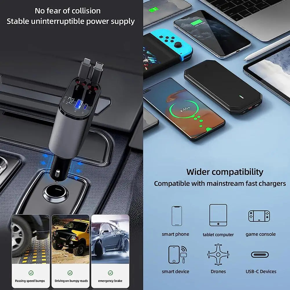 4-In-1 Retractable Car Charger